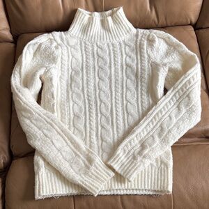 LOFT Cream Cable Knit Turtleneck Sweater